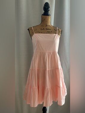 Francesca's Collections Light Peach Tiered Spaghetti Strap Dress